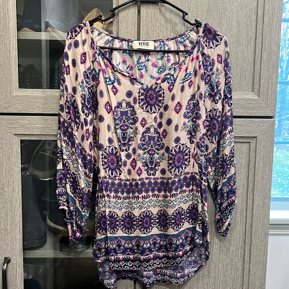 Verse, boho, 3/4 length sleeve blouse, rayon